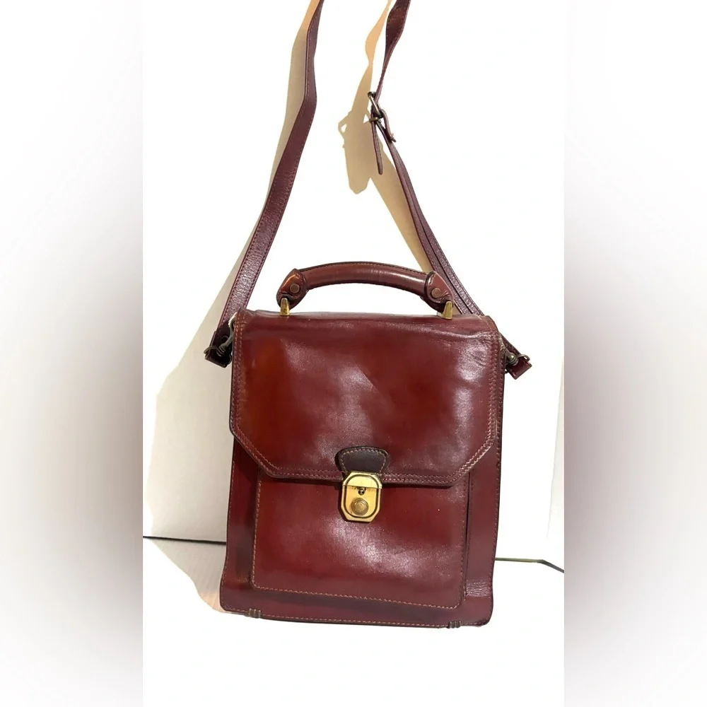 Vintage unisex Elegant Brown Leather crossbody Men's Bag